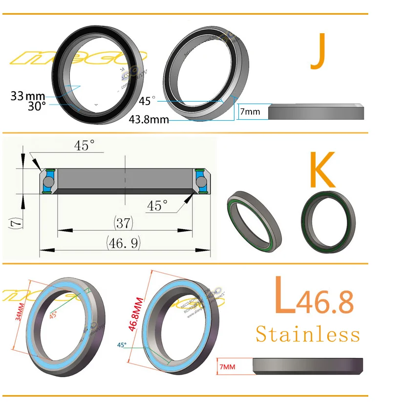 Велосипедный подшипник Neco для шоссейного велосипеда гарнитура горного 38 39 41 8 43 44