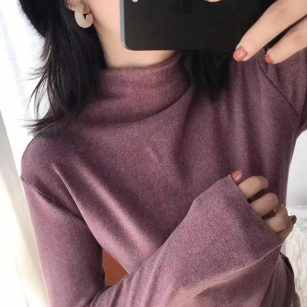 

Sweater Woman new autumn and winter long sleeves with a slim bottom blouse half turtleneck sweater XBA74-XBA77