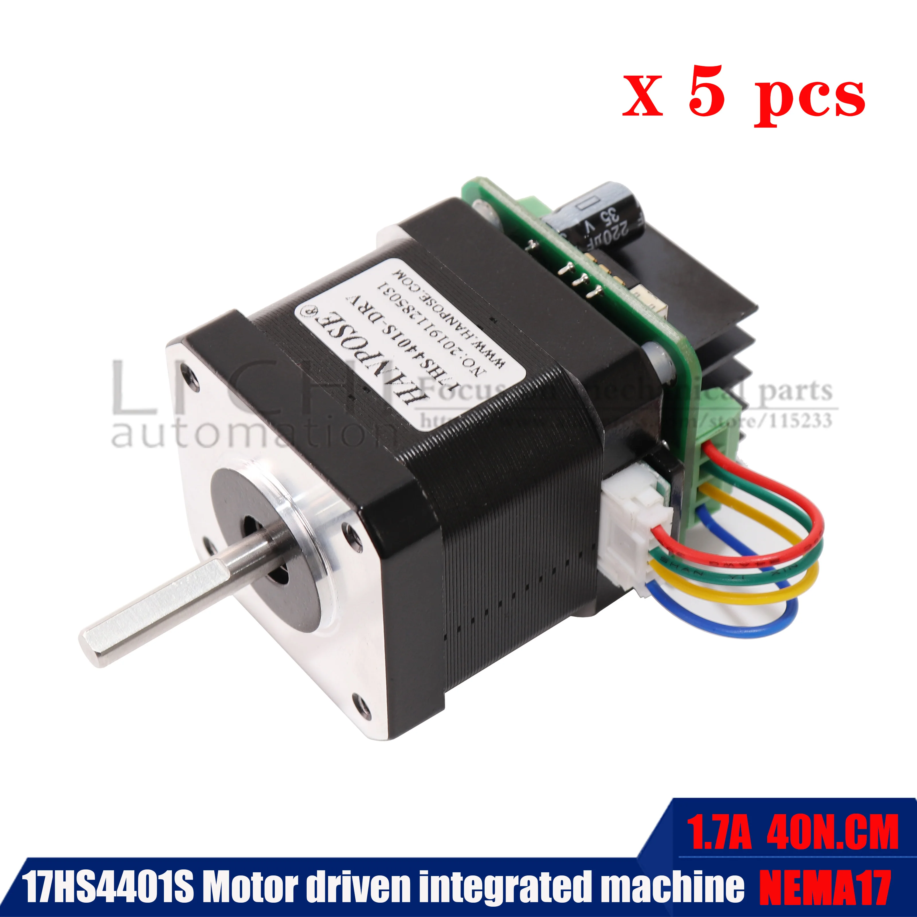 

5PCS 17hs4401S two-phase four wire stepping motor integrated 1.5A rear drive engraving machine motor