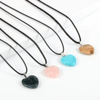 women heart pendant necklace natural crystal lapis lazuli tiger eye stone love statement necklaces jewelry gifts for lover