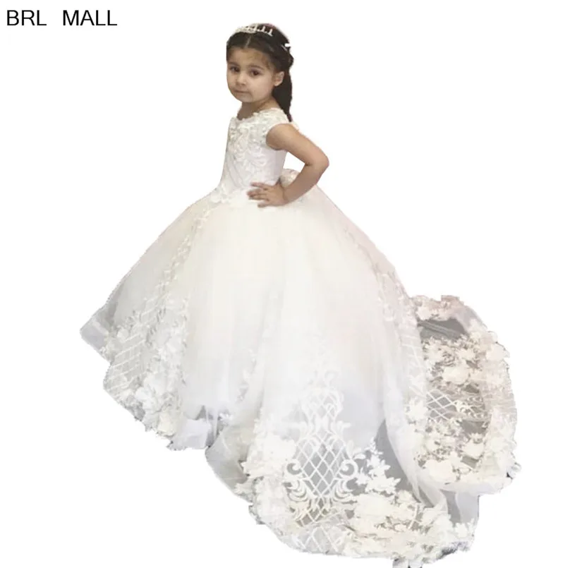 

Princess 2020 Glitz Flower Girl Dresses For Weddings Appliques Lace Little Kids Formal Party Gowns Lovely girls pageant dress