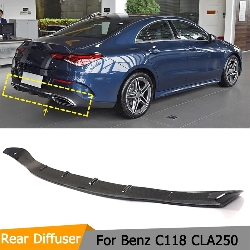 Car Rear Bumper Under Diffuser Panel For Mercedes Benz CLA Class C118 CLA250 4 Door 2020 2021 Carbon Fiber  Rear Under Diffuser