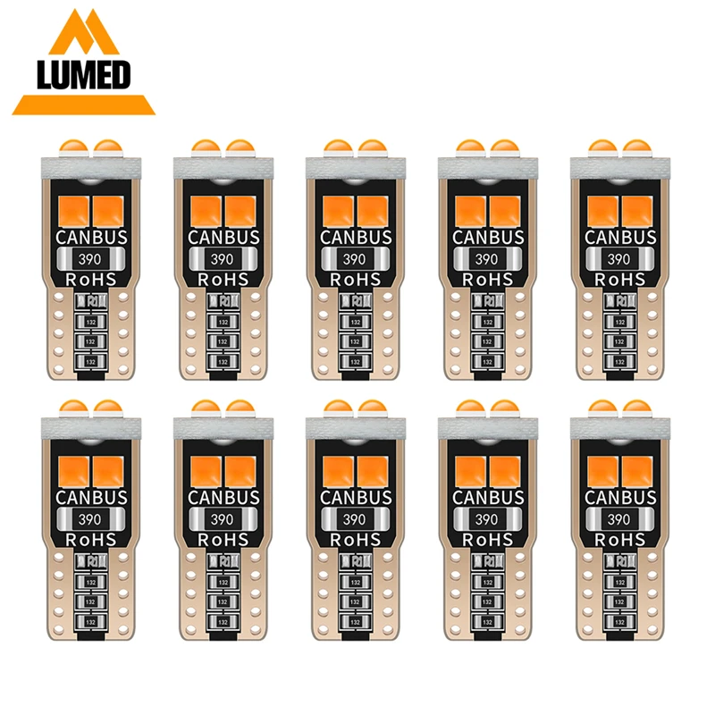 

10pcs T10 W5W 3030 SMD 6 LED Car 168 501 2825 Auto Wedge Bulbs Car Interior Reading Dome Lamp DC 12V