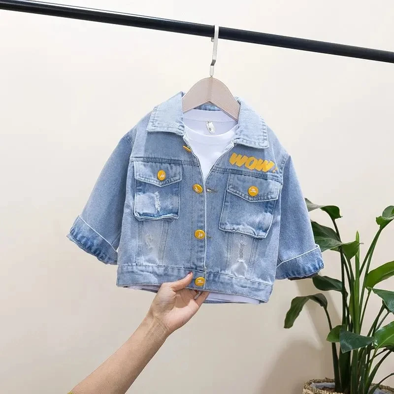 

Boy Baby Denim Jacket Boys Spring And Autumn Clothes 2021 New Medium And Small Children Foreign Style Children's Denim Jacket Ko