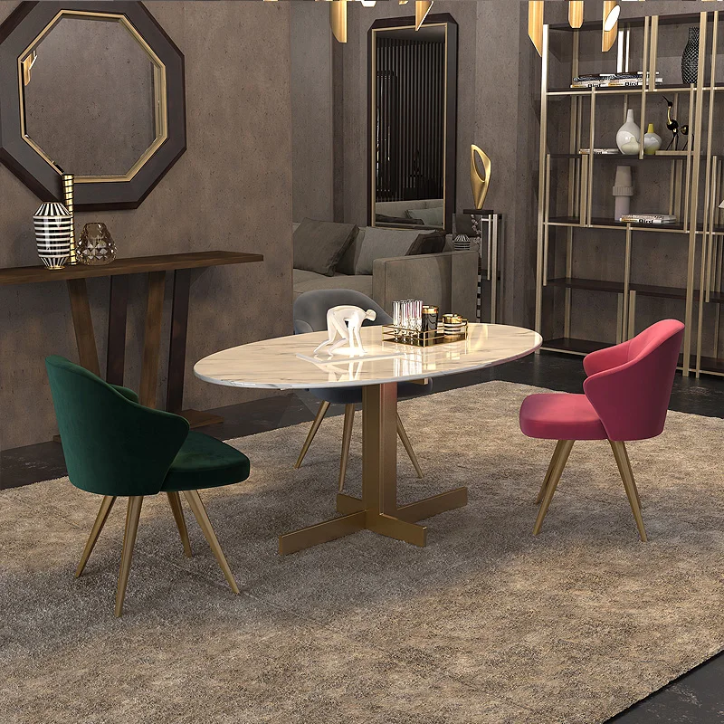 Легкий роскошный постсовременный обеденный стул скандинавский бархатный