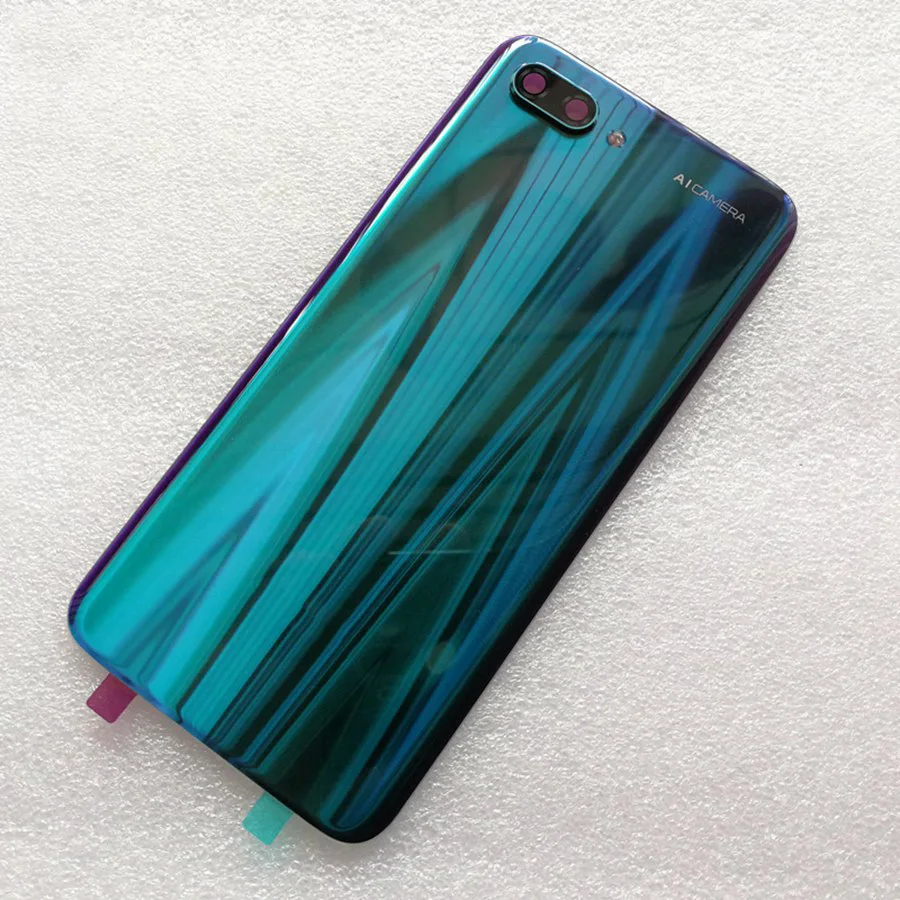 Для huawei Honor 10 крышка батареи задняя крышка Стекло чехол задняя крышка корпуса для huawei Honor 10 крышка батареи с камерой стекло объектив - Цвет: Green With Lens