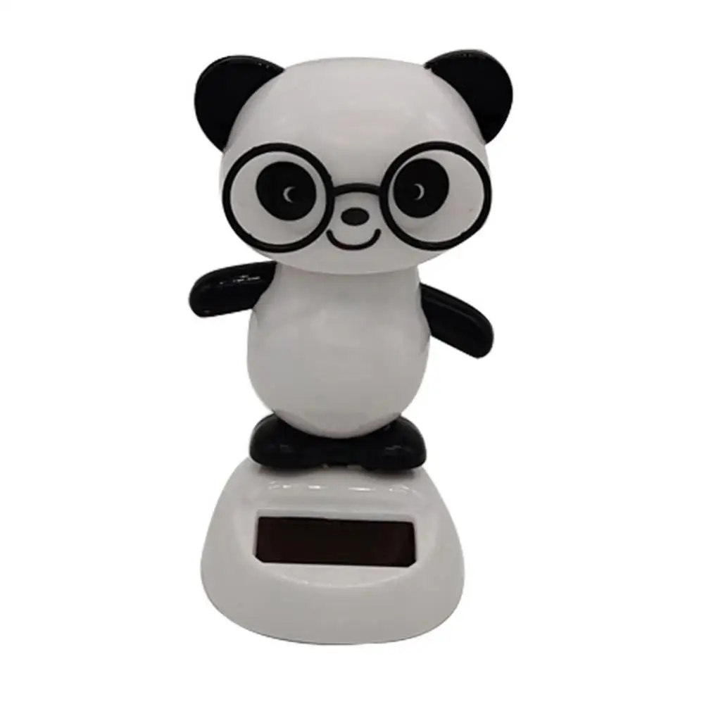 

Lovely Glasses Panda Solar Power Swinging Doll Car Interior Ornament Decor Gift