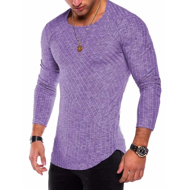 

2019 Spring Autumn Slim Fit Sweater Men Thin Knitted Pullover Men Casual Solid Mens Sweaters Pull Homme Plus Size S-4XL J738