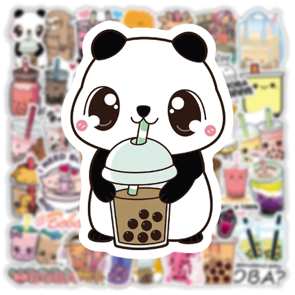 10/30/47PCS Bubble Milk Tea Cartoon Animal Stickers Laptop Guitar Luggage Waterproof Graffiti Sticker Decal Kid Classic Toys - купить по