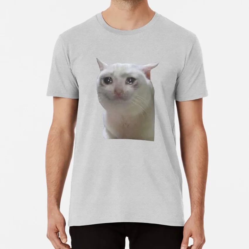 Серый Sad Cat Meme футболка sad cat meme плачет Кот meme смешной Кот Meme instagram - Цвет: Серый