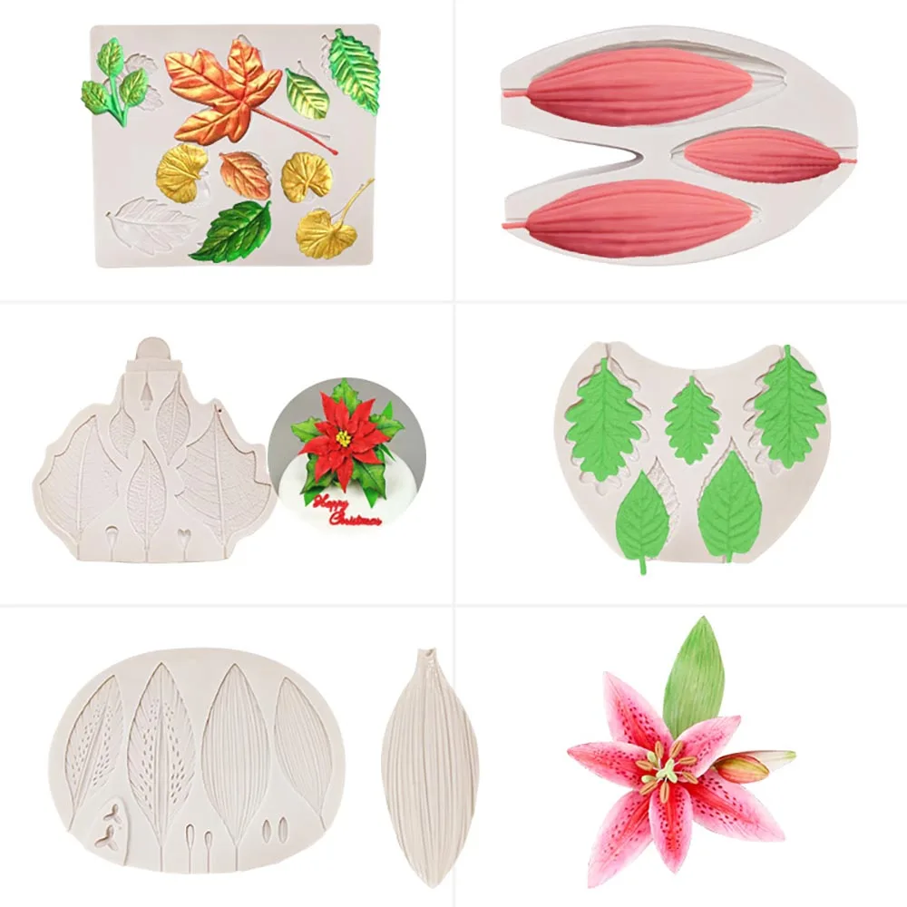 Лилии бутоны цветок лепесток силиконовая форма в виде листка помадка формы торта