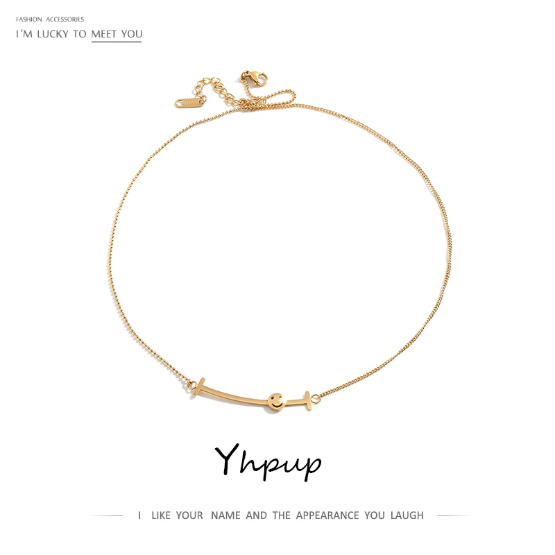 Yhpup ожерелье с подвеской в виде улыбки золотое из нержавеющей стали