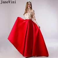 janevini arabic long red prom dresses 2019 a line satin gold sequins high neck formal ball gowns half sleeve evening party dress