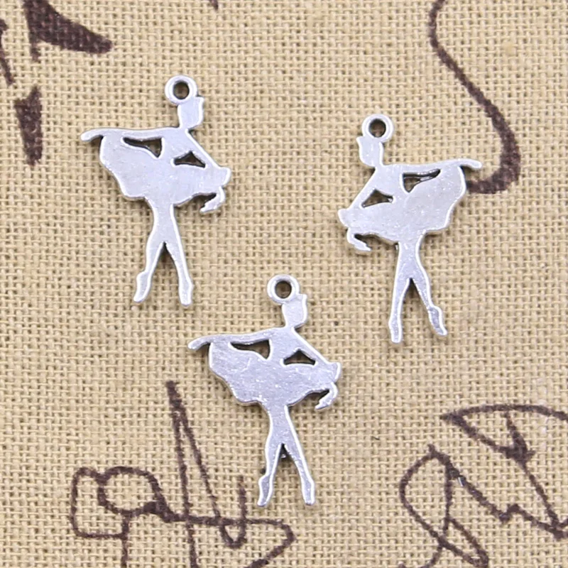 

20pcs Charms Ballet Girl Dancer 22x15mm Antique Silver Color Pendants Making DIY Handmade Tibetan Finding Jewelry