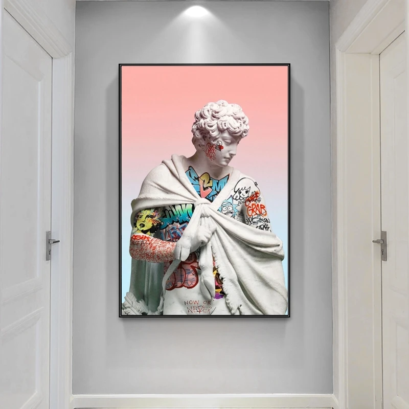 Граффити искусство Vaporwave скульптура Давида Портрет холст художественные картины