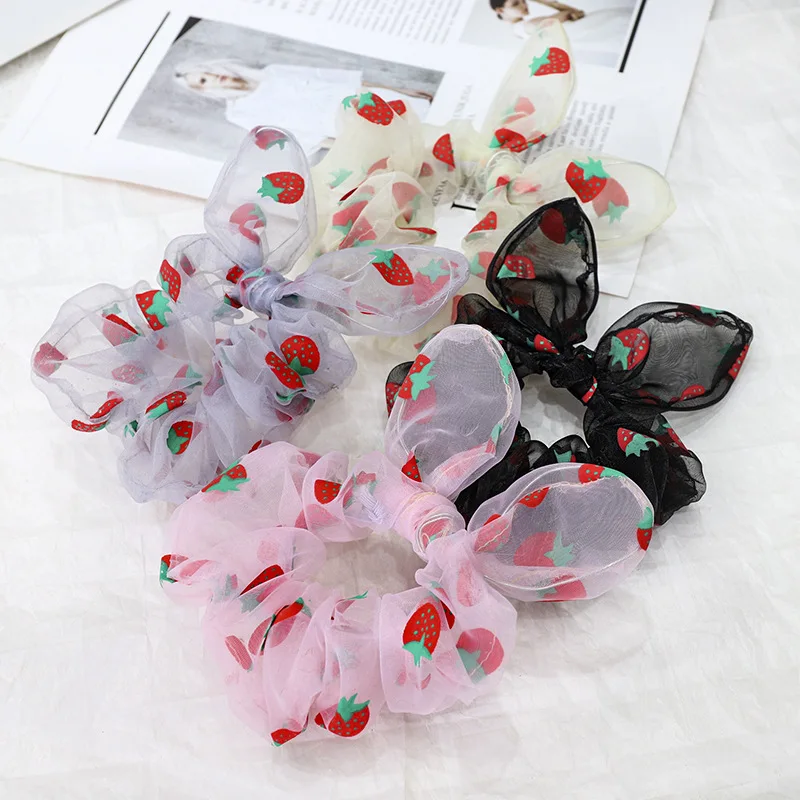 Новые корейские шифоновые резинки для волос с заячьими ушками резинка бантом