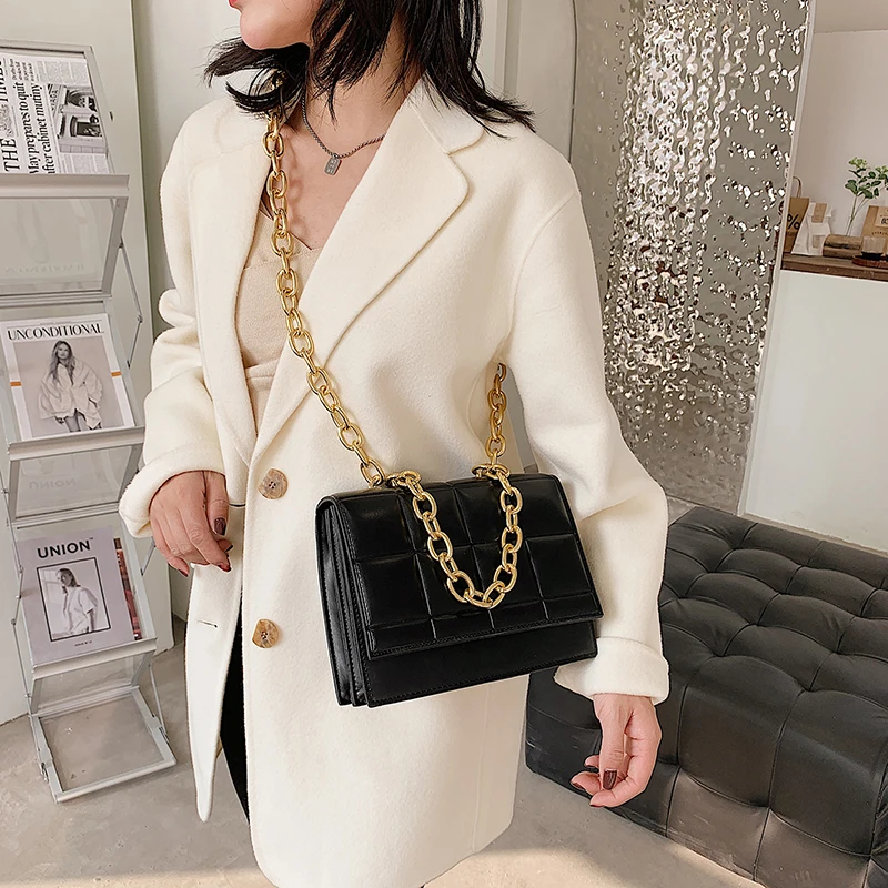 

Chain PU Leather Flap Shoulder Crossbody Bags for Women 2021 Fashion Handbags Bag Luxury Design Messenger Bag Sac A Main