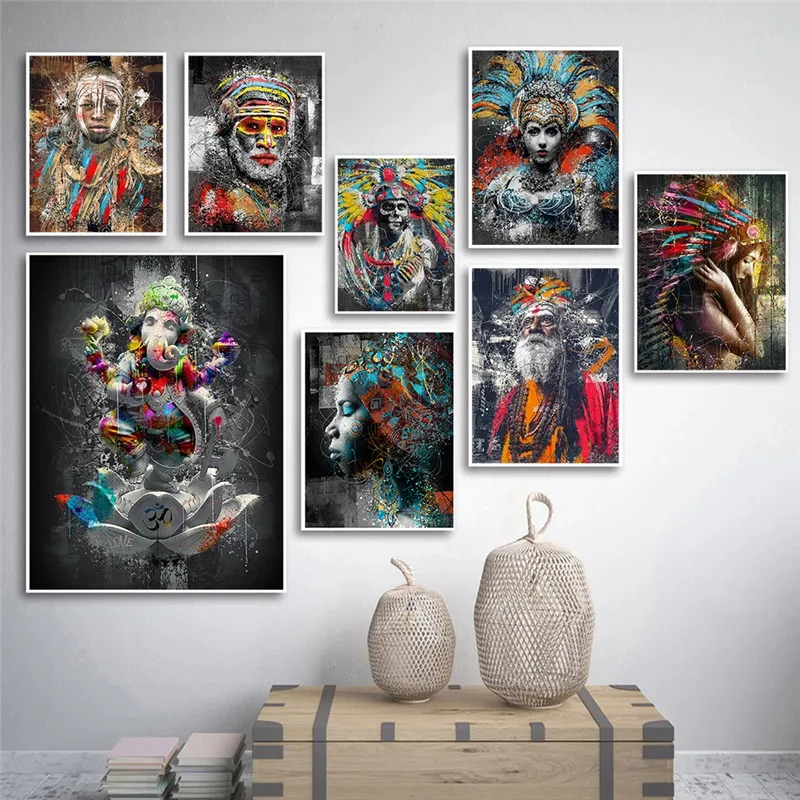 

Color Indigenous People Posters and Prints Mural Canvas Painting HD Living Room Corridor Decoration Bedroom Decoration