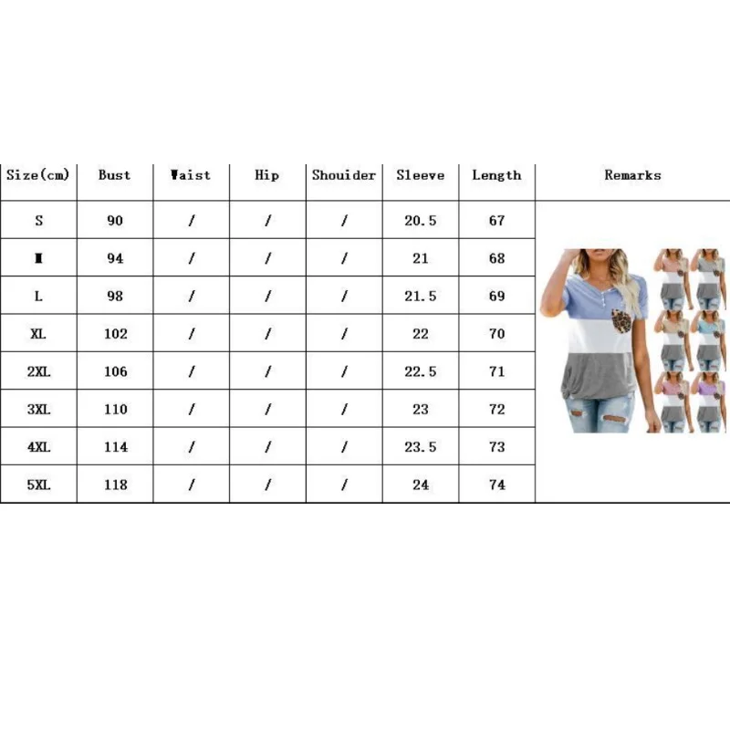 

NEW Fashion Women Button Pocket V-Neck Short Sleeve Print Shirt Top Loose Casual Plus Size T-shirt XS-5XL