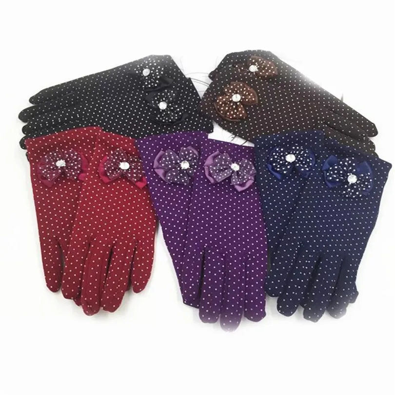 

LJCUIYAO Women Winter Cotton Wool Gloves Elegant Warm Plush Bow Glove Mittens Cashmere Gloves Soft Knitted Mittens High Quality