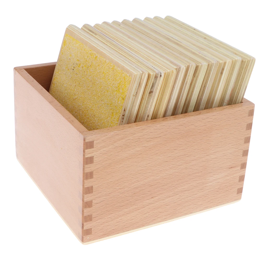 Деревянные сенсорные панели Монтессори-шероховатые и гладкие в коробке