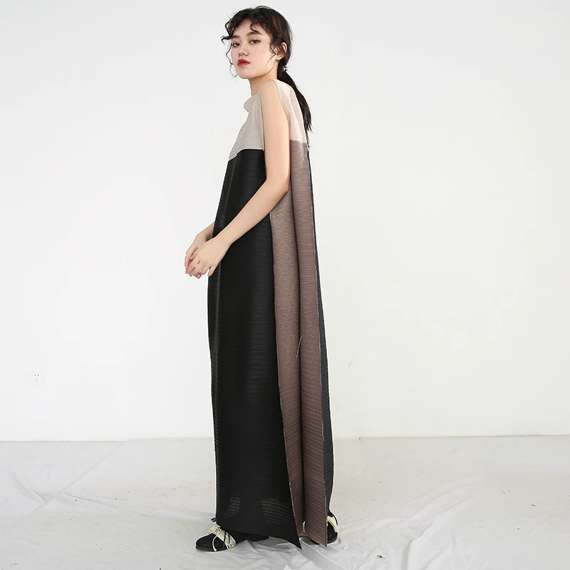 LANMREM 2021 летняя новая модная плиссированная одежда для женщин контрастного цвета