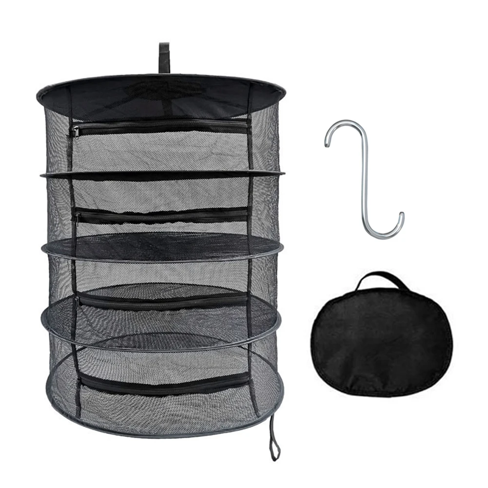 Четырехслойная подвесная сухая корзина для трав Складная сетка гидропонная