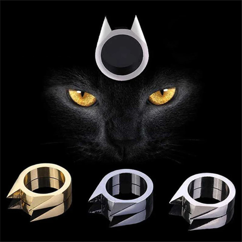 

Self Defense Tool Finger Ring Brass Knuckles Tactical Survival Multi-Functional The Latest Cat Self-defense Ring Pulling Woman