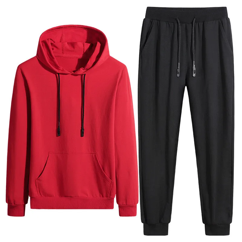 Men's Sportswear Sets Casual Spring Autumn Young Male and Student Fashion Tracksuit Hooded Coat + Pants Sports Suits Plus Size