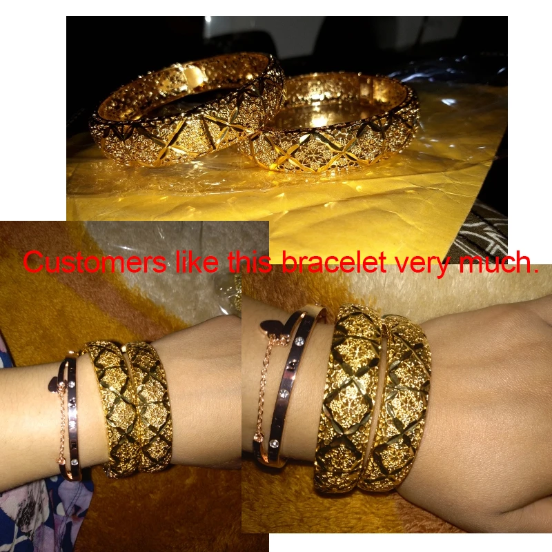 New Fashion lady Luxury Gold Color Jewelry Bangles Ethiopian African Women Dubai Bracelet Party wedding Gifts bridal Ramadan