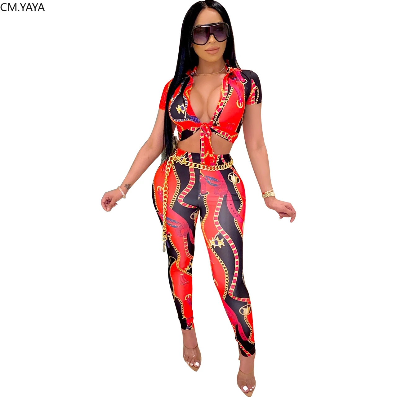 Женские летние спортивные костюмы 2020 топ с принтом + штаны комплект из двух