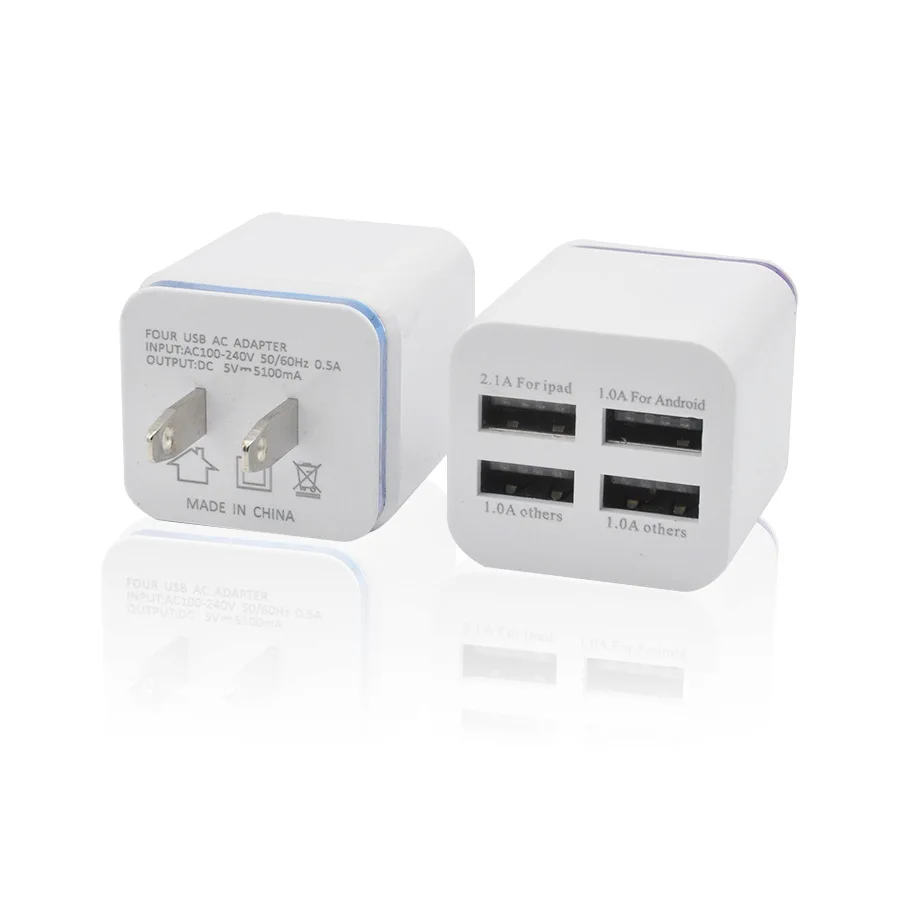 Новое покрытие зарядное устройство 4USB зарядное устройство для мобильного телефона 2.1A 4 USB металлическое боковое зарядное устройство