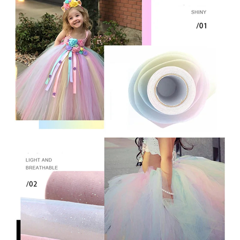 

1pc 10Yard/roll Organza Rainbow Glitter Tulle Roll Sequin Crystal Sheer Fabric DIY Craft Gift Tutu Skirt Home Wedding Decoration