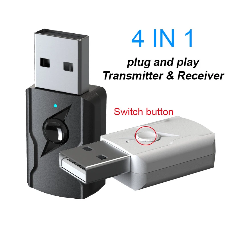 USB Bluetooth 5 0 передатчик приемник 4 в 1 адаптер AUX для ТВ ПК автомобильные наушники