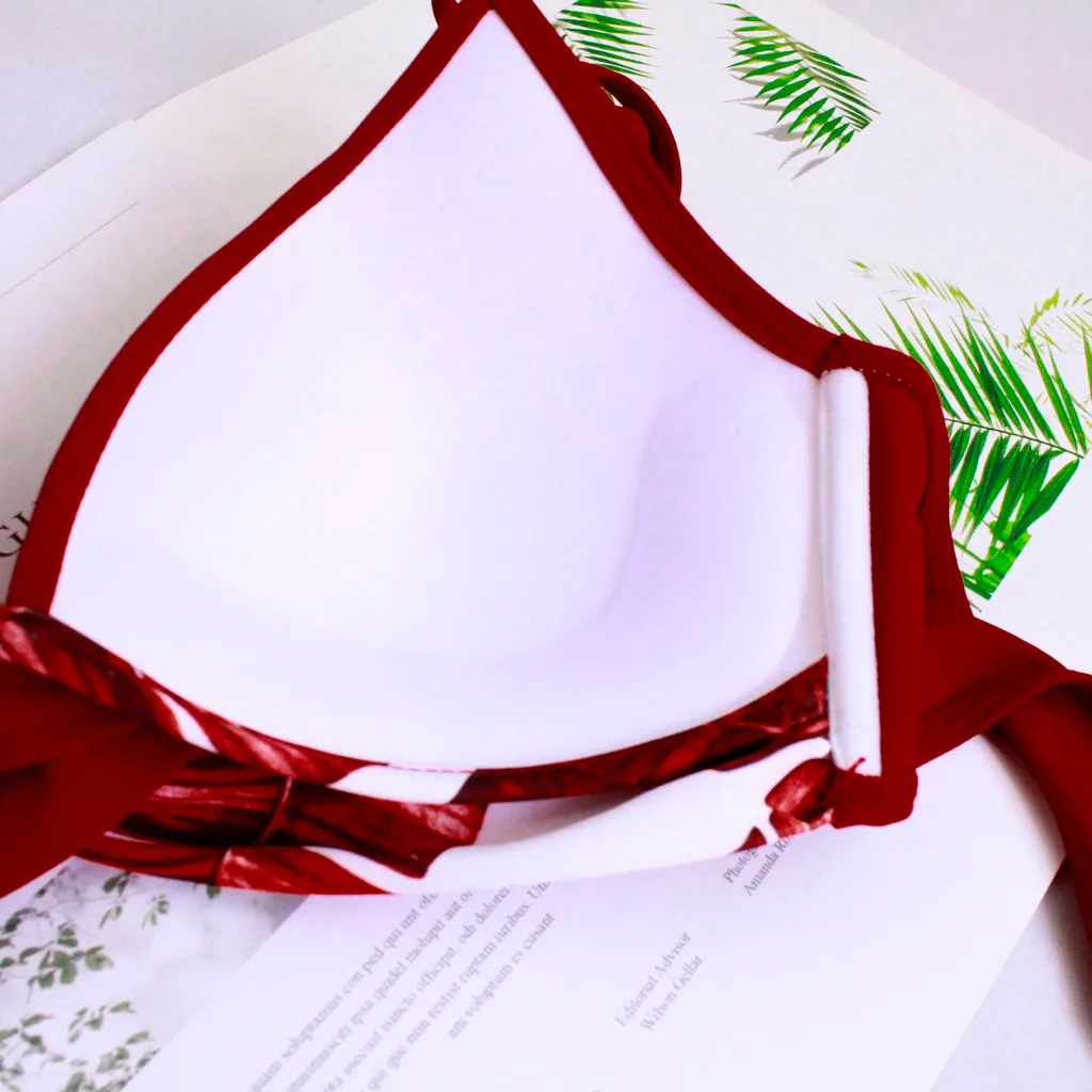 Женский купальник сексуальное бикини на завязках мягкий пуш ап два предмета с