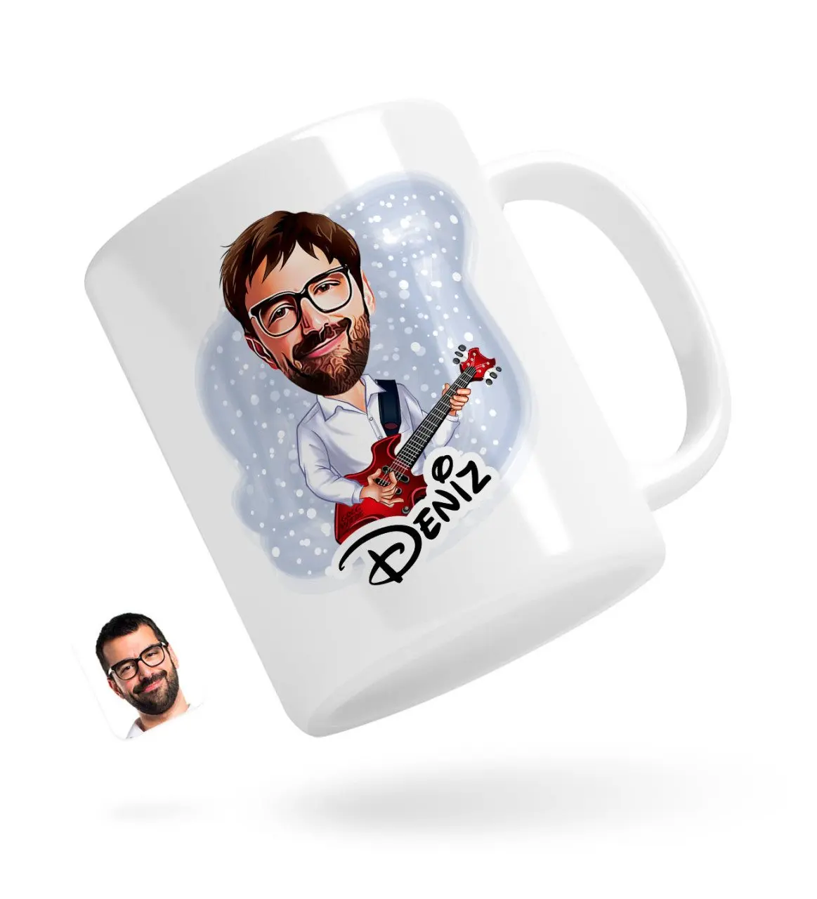 

Персонализированные Для мужчин гитариста карикатура белая кружка Bardak-2