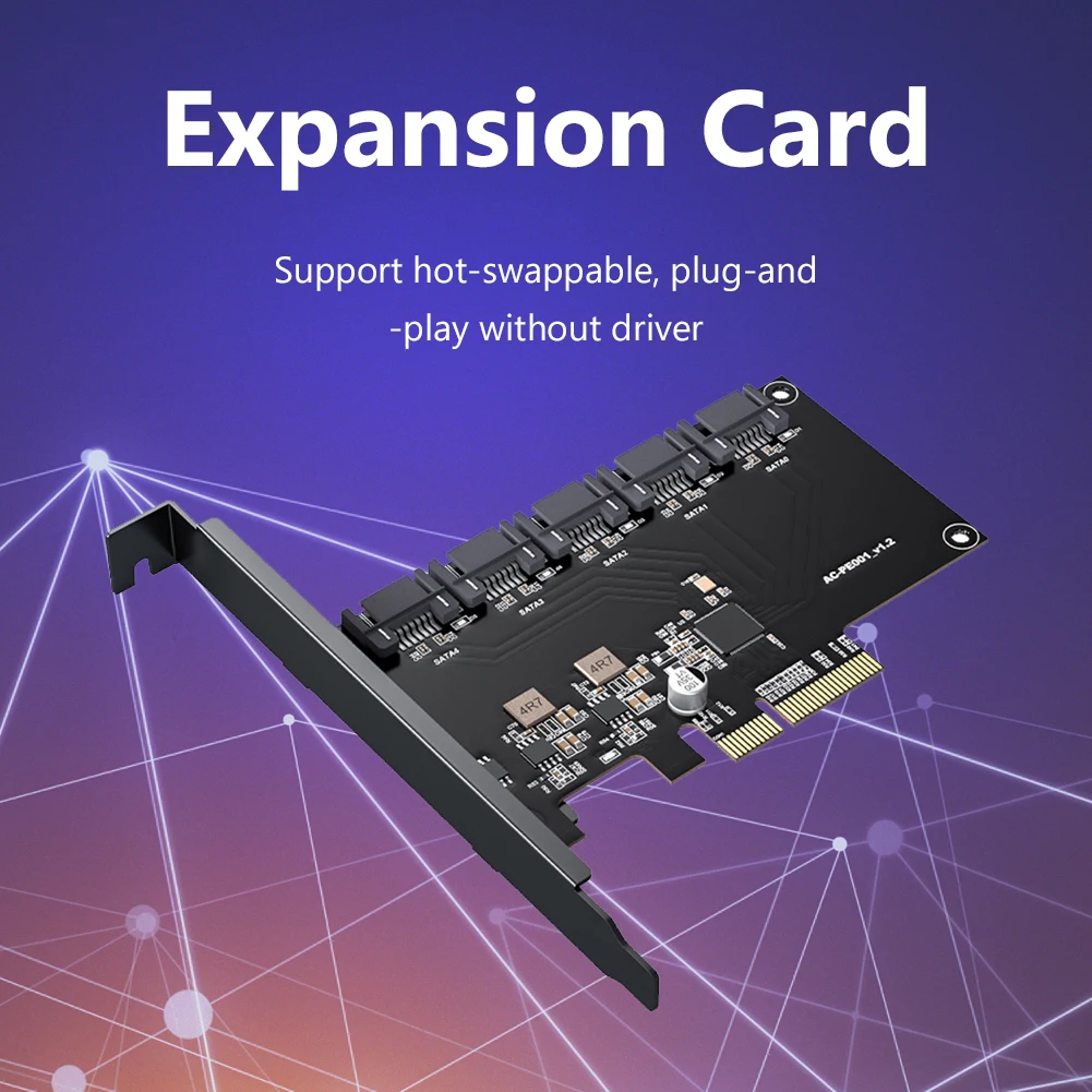 

SATA PCIE Adapter 5 Ports SATA 3.0 to PCIE X4 Expansion Card PCI-e SATA Controller for HDD Media