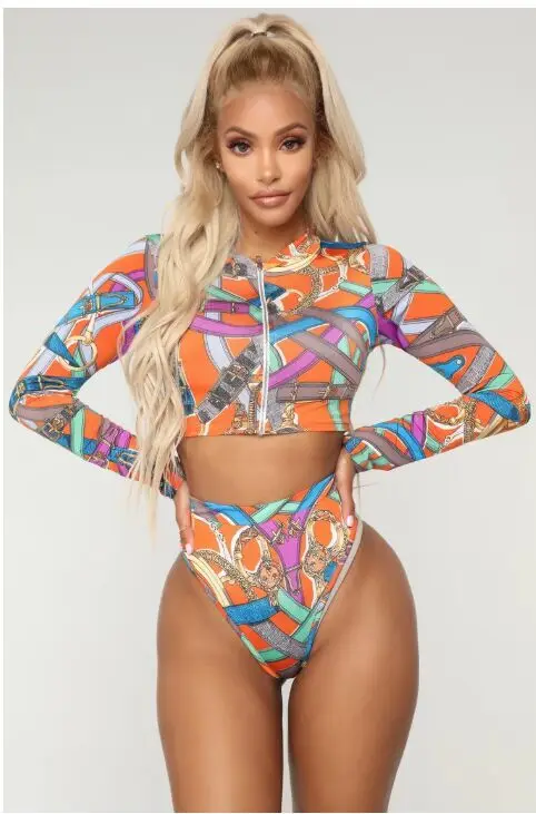 Женский комплект бикини с чашками пуш-ап и длинными рукавами | Женская одежда