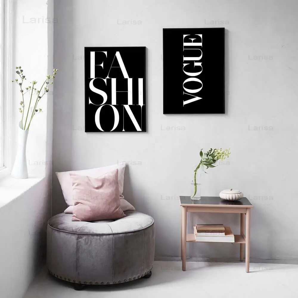

Fashion Vogue Quotes Poster Black and White Canvas Painting Nordic Wall Art No Frame Pictures Living Room Home Office Decor