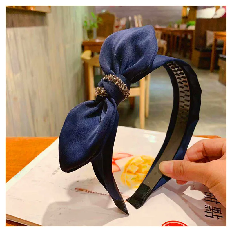 Rabbit Ears Cloth Bow Headband For Women Girls Hair Hoop Rhinestone Toothed Slip Korean Boutique Hairbands New Accessories |