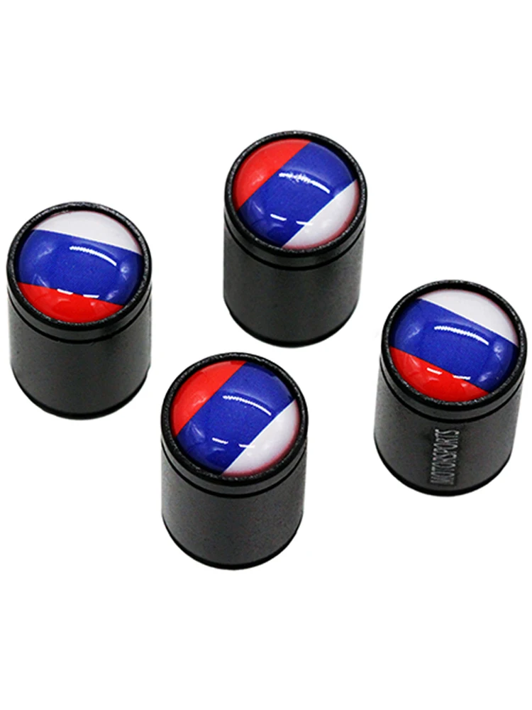 HAUSNN 4Pcs/Set Flag of Russia Black Aluminum Alloy Polish Car Wheel Tire Valve Caps Auto Tyre Air Stem for Lada Niva Kalina | Автомобили