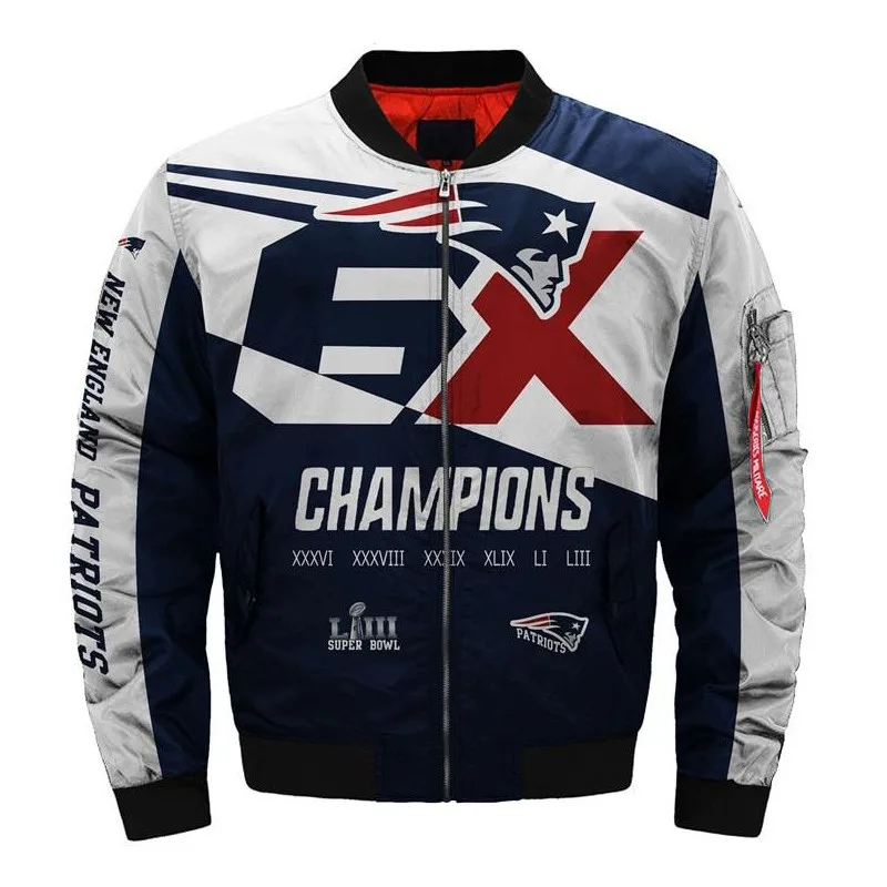 40001 New England Patriots bomber jacket Fashion men's winter coat - Цвет: 40001