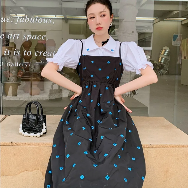 

LANMREM Women White Puff Short Sleeve Lapel Shirt Female All Match Fashion Top Fit Lady Summer 2021 New 2H148