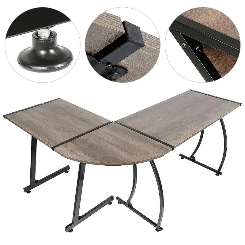 

L-shape Wood Corner Desk Computer Desk Laptop Desk Writing Table Study Desk Save Space Office Furniture Laptop Workstation HWC