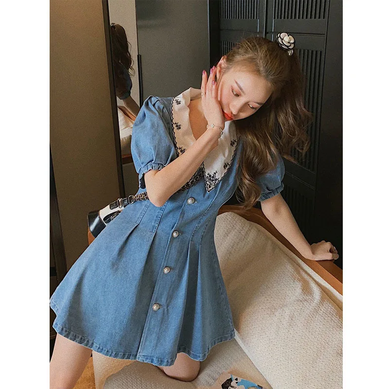 Женское летнее джинсовое платье повседневное однотонное праздвечерние чное