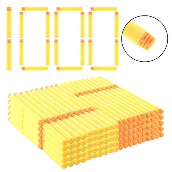 Yellow 1000 шт Универсальные мягкие пули Дартс для Nerf Elite комплект бластеров плоская голова мягкие игрушки патроны для оружия 7,2*1,3 см - Цвет: Yellow