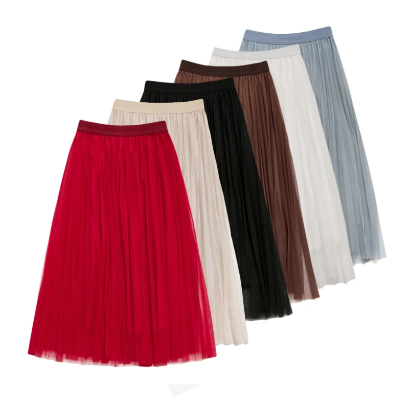 Юбка-пачка Женская плиссированная трапециевидная Тюлевая юбка принцессы с