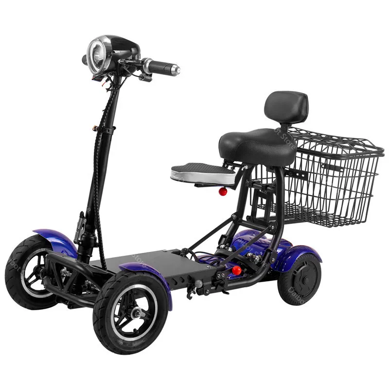 10 zoll Elektrische Mobilität Roller Faltbare 4 Räder 250W Dual Motor Elektro-scooter Erwachsene Mit Bady Kind Sitz Große korb