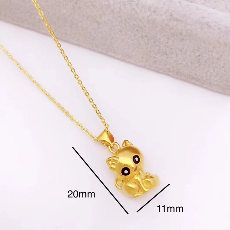 OMHXFC Jewelry Wholesale YM344 European Fashion Hot Fine Woman Girl Party Birthday Wedding Gift Cute Cat 24KT Gold Pendant Charm images - 6