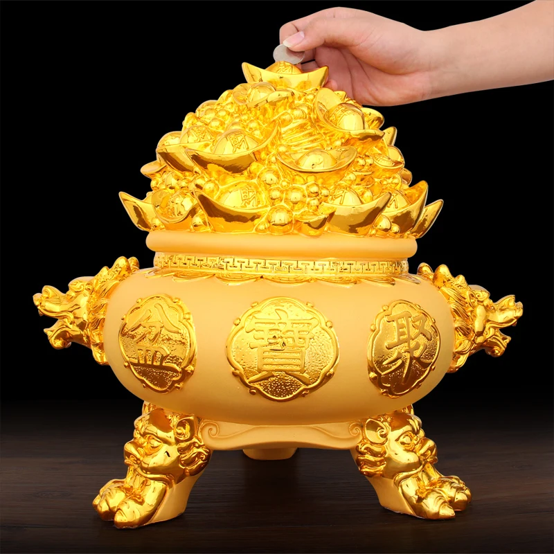 Chinese Style Golden Treasure Board Lucky Plate Resin Ornaments Home Study Living Room Crafts Gifts Shop Opening Auspicious | Дом и сад